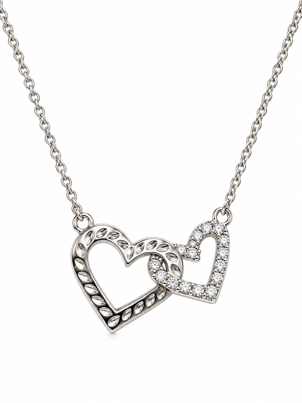 Kendra Scott Ari Pavé Crystal Heart Necklace Silver White CZ